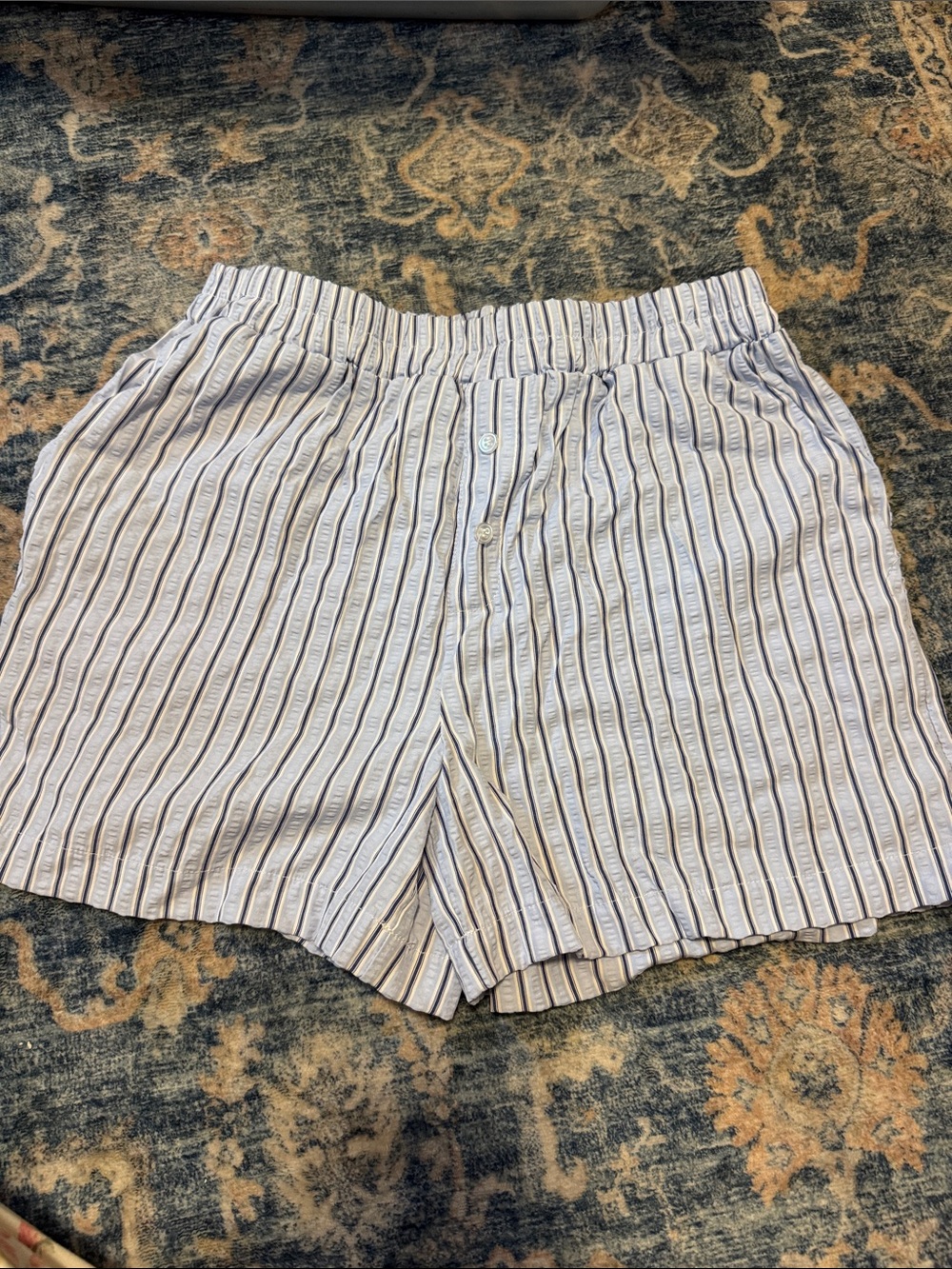 T.J.Maxx High-Waist White Shorts with Navy Stripes